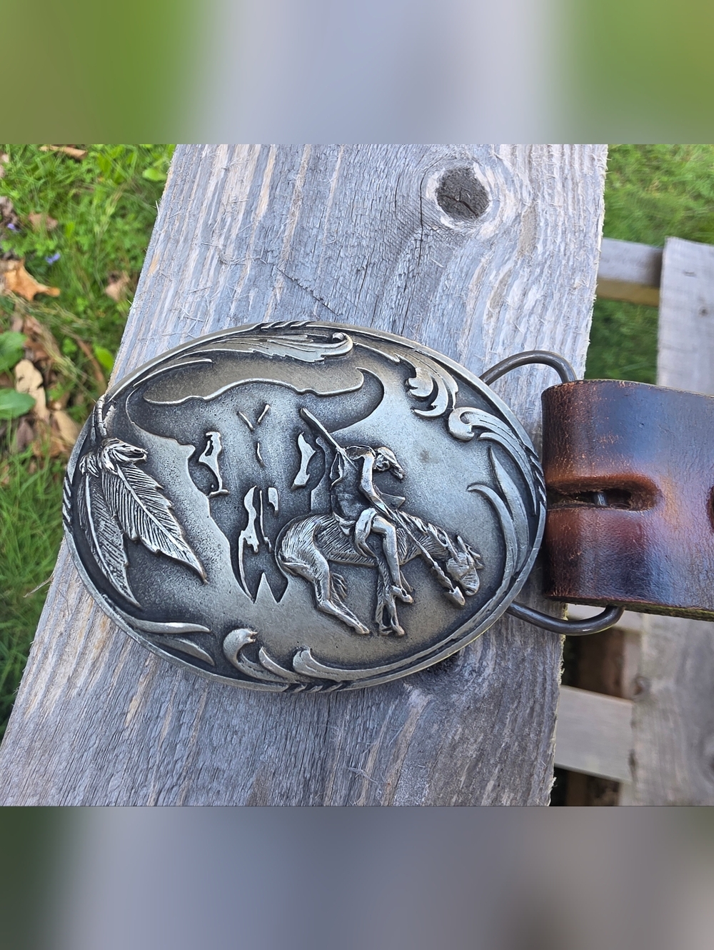 End Of Trail BELT BUCKLE Siskiyou Buckle Belt Size 36 Measures 37" To 41" Belt